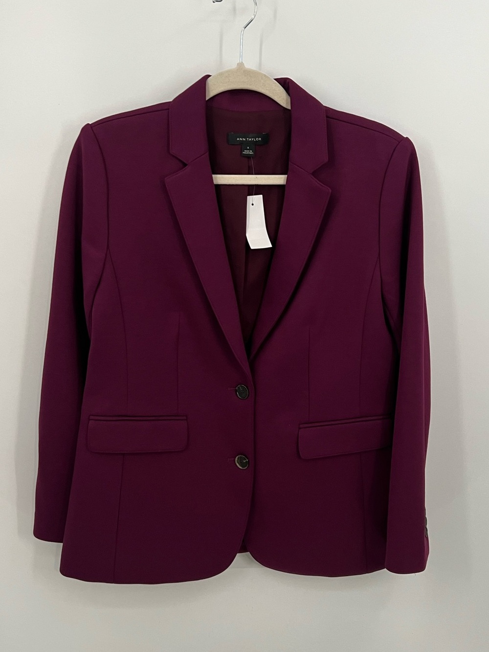 Ann Taylor Purple Berry Notch-Lapel Ponte Knit Blazer NWT